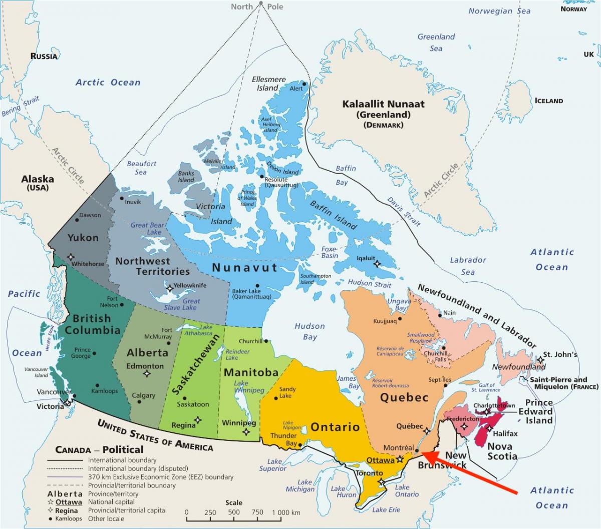Montreal in Quebec - Kanada Karte