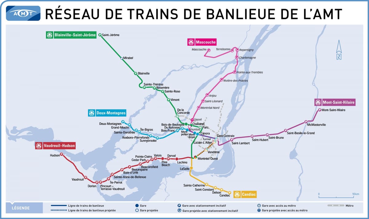 Karte der Bahnhöfe in Montreal